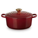 Cocotte ronde 24 cm rouge garnet bouton dor 162589