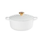 Cocotte ronde 28 cm blanc bouton dor� 162399