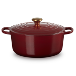 Cocotte ronde 28 cm rouge garnet bouton doré 162592 Cocotte ronde 28 cm rouge garnet bouton doré 162592