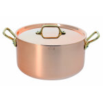 Cocotte ronde cuivre - inox  couvercle. anses laiton  16cm 129391