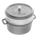 Cocotte ronde avec panier vapeur 24 cm gris graphite 142442 Cocotte ronde avec panier vapeur 24 cm gris graphite 142442