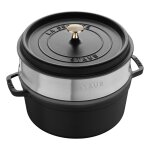 Cocotte ronde avec panier vapeur 24 cm noir mat 142441 Cocotte ronde avec panier vapeur 24 cm noir mat 142441