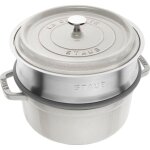 Cocotte ronde avec panier vapeur 24 cm truffe blanche 142443 Cocotte ronde avec panier vapeur 24 cm truffe blanche 142443