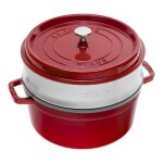 Cocotte ronde avec panier vapeur 26 cm cerise 142447 Cocotte ronde avec panier vapeur 26 cm cerise 142447