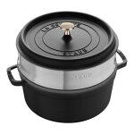 Cocotte ronde avec panier vapeur 26 cm noir mat 142445