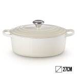 Cocotte signature en fonte �maill�e ovale 27 cm cr�me 162139