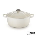 Cocotte signature en fonte �maill�e ronde 26 cm cr�me 162003
