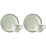 Coffret de 2 tasses & soucoupes café filet taupe 752116 Coffret de 2 tasses & soucoupes café filet taupe 752116