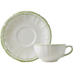 Coffret de 2 tasses & soucoupes d�jeuner filet vert 752213