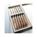 Coffret 6 couteaux laguiole prestige en loupe de cade finition br. . . 255155 Coffret 6 couteaux laguiole prestige en loupe de cade finition br. . . 255155