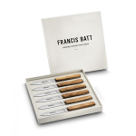 Coffret de 6 couteaux  steak navette 6. 16 manche bois d'olivier 239036