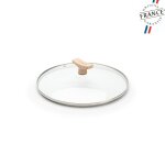 Couvercle en verre bouton bois  24 cm pour collection acier min. . . 128226