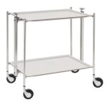 Desserte cuisine textable 2 plateaux, montants chroms, acrylique. . . 190358