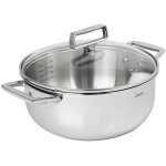 Faitout 16 cm 2 anses avec couvercle verre castel pro 5 ply 725605