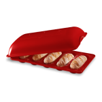 Moule mini baguettes en cramique 39x23 cm rouge grand cru 281957