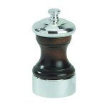 Moulin � sel manuel en h�tre patin� et m�tal argent� palace 10 cm 143564