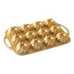 Plaque  gteaux en fonte d'aluminium dor de 12 minis torsads b. . . 240097
