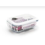 Plat / boite rectangulaire en verre 400 ml avec couvercle clapet sp. . . 164648