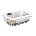 Plat / boite rectangulaire en verre 650 ml avec couvercle clapet sp. . . 164649