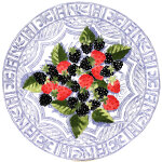 Plat � g�teaux oiseau bleu fruits 752628