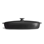 Plat  papillote en cramique 42x25 cm gris fusain 281842