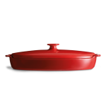 Plat  papillote en cramique 42x25 cm rouge grand cru 281863