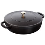 Sauteuse chistera en fonte noir mat  24 cm avec couvercle 142258