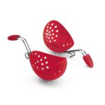 Set de 2 pocheuses à œufs en silicone rouge avec crochet inox 'ac. . . 164296 Set de 2 pocheuses à œufs en silicone rouge avec crochet inox 'ac. . . 164296