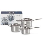 Set 3 casseroles 16 / 18 / 20 cm inox classique avec couvercle 162295