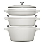 Set de trois pi�ces en fonte classique truffe blanche : po�le + s. . . 142661