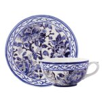 Tasse & soucoupe d�jeuner pivoines bleues 753200