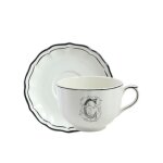 Tasse & soucoupe jumbo c filet bleu monogramme 753407