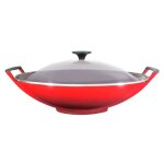 Wok 36 cm cerise avec couvercle verre 162258