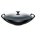 Wok 36 cm noir mat avec couvercle verre 162257