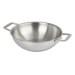 Wok castel pro inox 2 anses 28 cm avec couvercle verre 725700