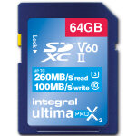 Integral carte sdxc ultima x2 64gb v60 (260 / 100mb / s) Integral carte sdxc ultima x2 64gb v60 (260 / 100mb / s)