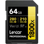 Lexar carte sdxc 64gb professional uhs - ii (1800x) v60 gold