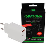 Patona chargeur premium 18w pd qc 3. 0 1x usb - c 1x usb - a 5v 3a
