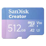 Sandisk carte micro sdxc creator 512gb v30 a2 (190mb / s) + adapt
