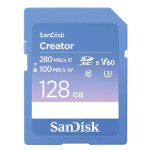 Sandisk carte sdxc creator 128gb v60 uhs - ii (280mb / s) (class 10)