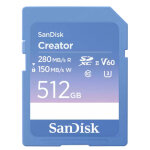 Sandisk carte sdxc creator 512gb v60 uhs - ii (280mb / s) (class 10)