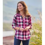 Blouse � carreaux en voile de cr�pe�