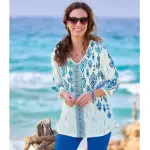 Blouse en cr�pe imprim� ethnique�