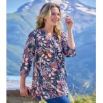 Blouse en cr�pe imprim� feuillage