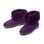 Chaussons montants en su�dine et fausse fourrure