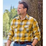 Chemise flanelle � carreaux ocre�