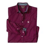 Chemise � micro - motifs d�tails chambray