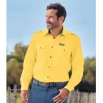 Chemise pilote en popeline jaune