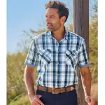 Chemise popeline carreaux azur�