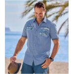 Chemise en popeline flamme bleue